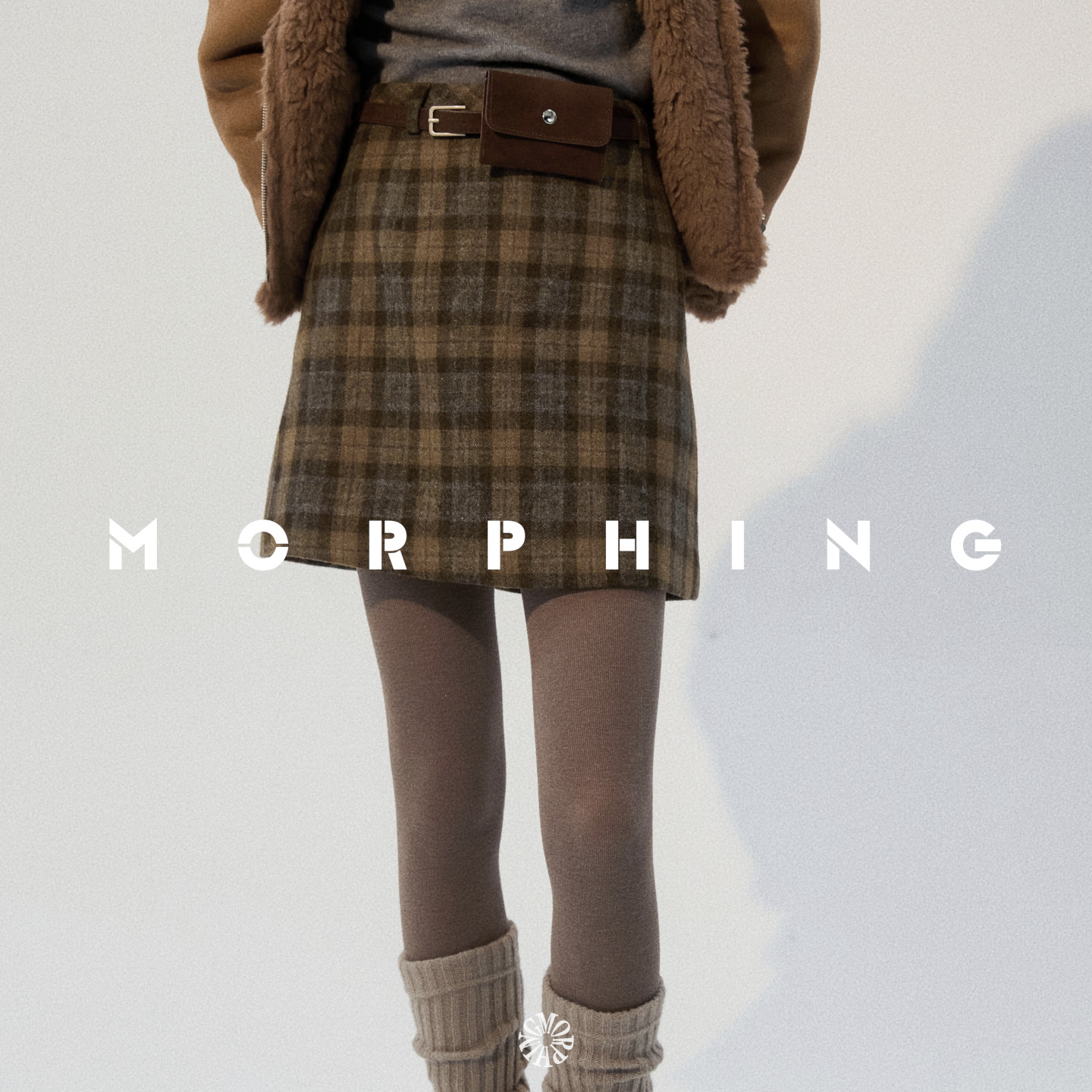 茉斐MORPHING冬季复古游牧格纹绵羊毛混纺A字百搭半身裙女