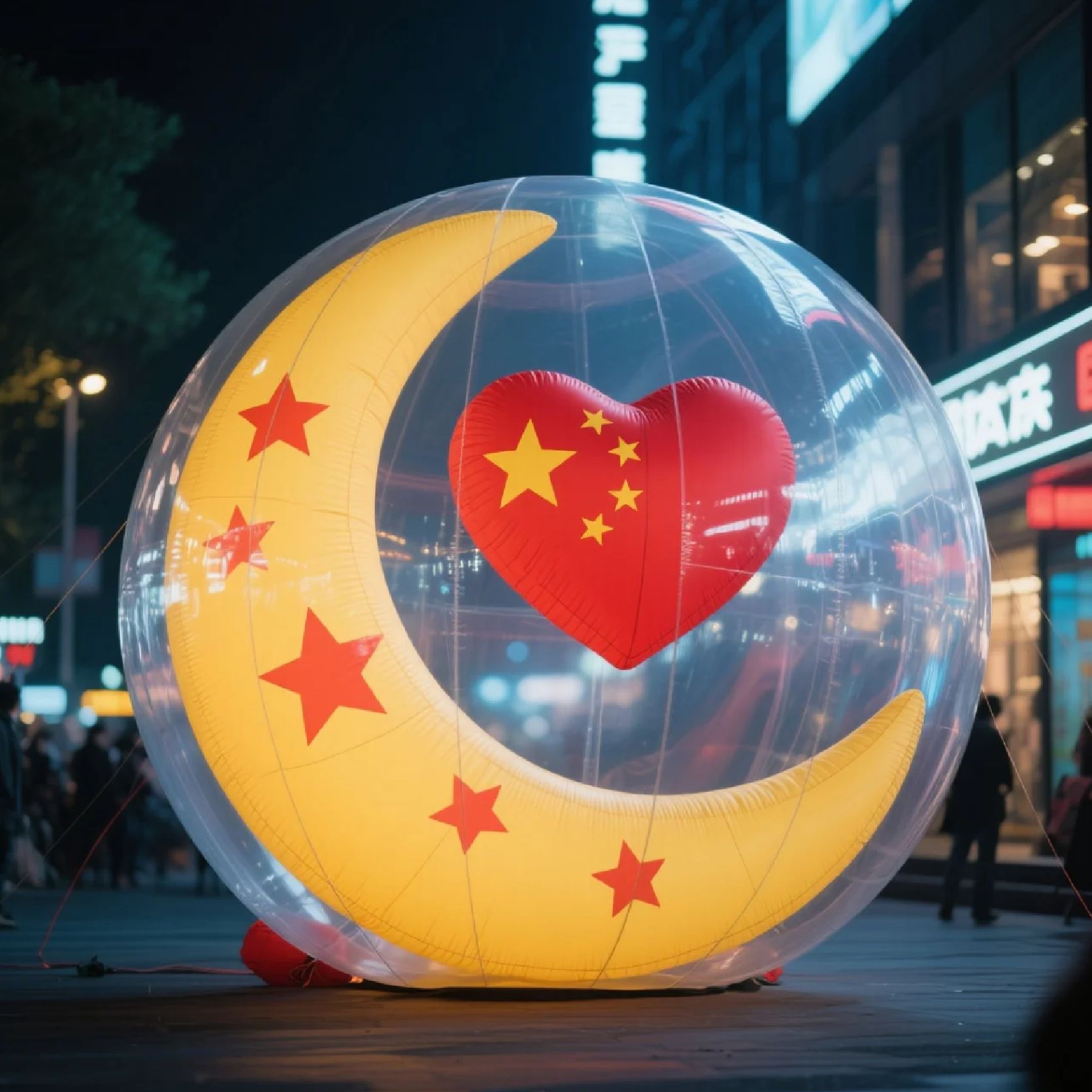 国庆气模中国爱心装饰引流拍照