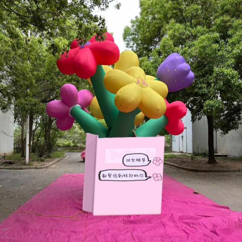 充气花朵组合礼盒气模定制春季大型花朵气模户外商场中庭美陈装饰