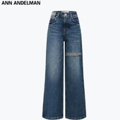 ANN 挺括质感直筒阔腿长裤 ANDELMAN2026早春新款 烫钻腰头牛仔裤