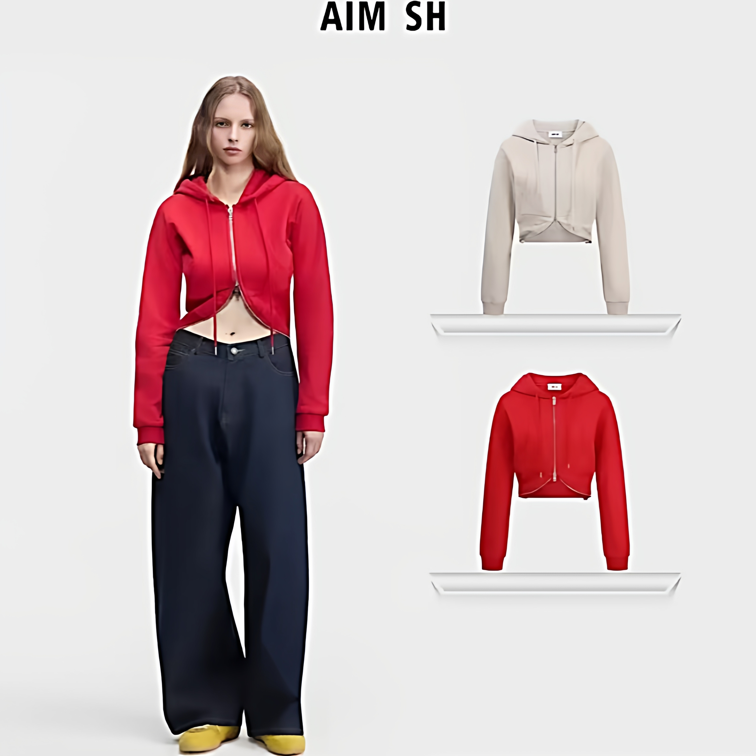 AIMSH女士双拉炼帽衫外套