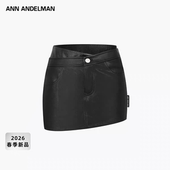 ANN ANDELMAN拼接短半裙女PU鳄鱼纹紧身包臀辣妹A字皮裙