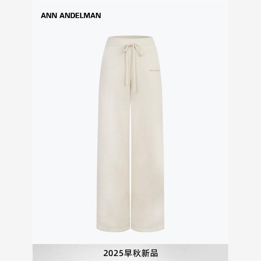设计师ANN ANDELMAN 阔腿裤女秋冬加厚肌理感毛织宽松休闲长裤