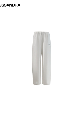 设计师LE ALESSANDRA 时髦堆积感棉麻慵懒锥形长裤休闲裤