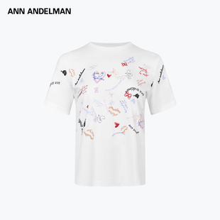 设计师ANN ANDELMAN胶囊系列夏日短袖t恤女爱心涂鸦设计感上衣