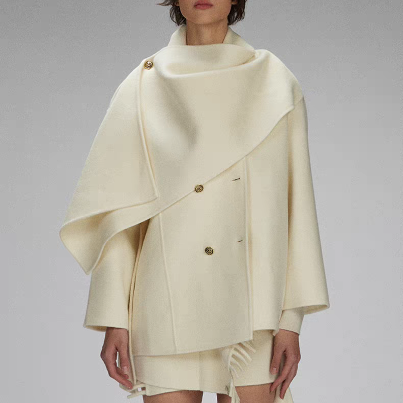 【LACERTA/莱瑟塔】2025冬季新品外套老钱风披肩羊毛双面呢短大衣