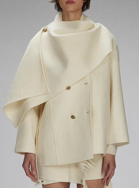 【LACERTA/莱瑟塔】2025冬季新品外套老钱风披肩羊毛双面呢短大衣