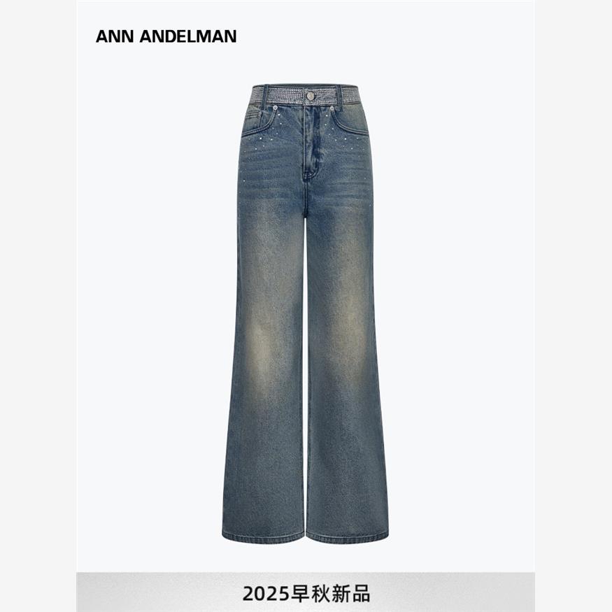 设计师ANNANDELMAN满钻牛仔裤