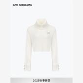 设计师ANN 饰简约高级感针织衫 ANDELMAN 高领毛衣女秋冬纽扣装