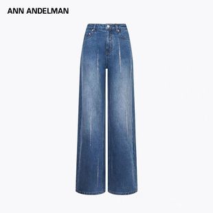 设计师ANN ANDELMAN流行烫钻高腰复古水洗牛仔裤女