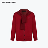 ANN ANDELMAN新年系列红色毛衣针织开衫 外套披肩