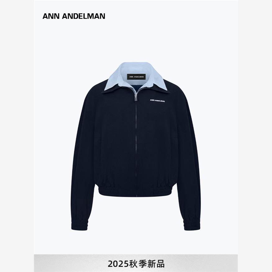 设计师ANN ANDELMAN秋季外套女2025新宽松假两件拼接衬衫领夹克