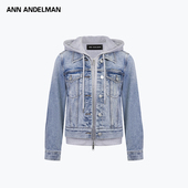 ANDELMAN2025秋季 新品 假两件连帽开衫 设计师ANN 牛仔外套女短款