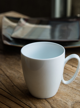 【A2】欧式新骨瓷纯色月光白冷白陶瓷马克杯水杯牛奶咖啡杯400ml