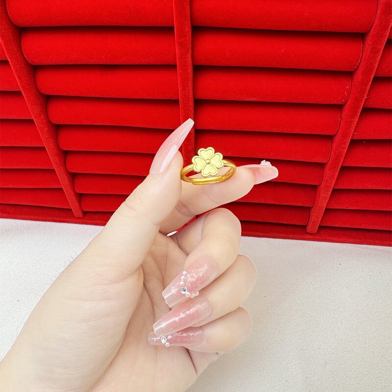 沙金精致戒指女感小众设计轻奢rins风久不掉色仿黄金开口指环