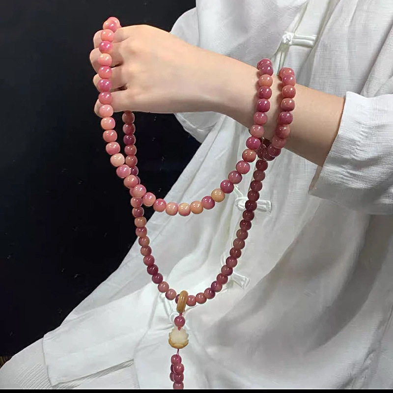 【爆款】乌梅子酱粉菩提手串108颗手持脖挂文玩佛珠念珠