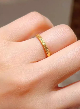 满天星细闪金色碎冰冰戒指女小众设计轻奢气质百搭食指戒