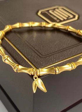 沙金周家传承竹节手链手镯铜镀金三层电镀节节高升女款首饰