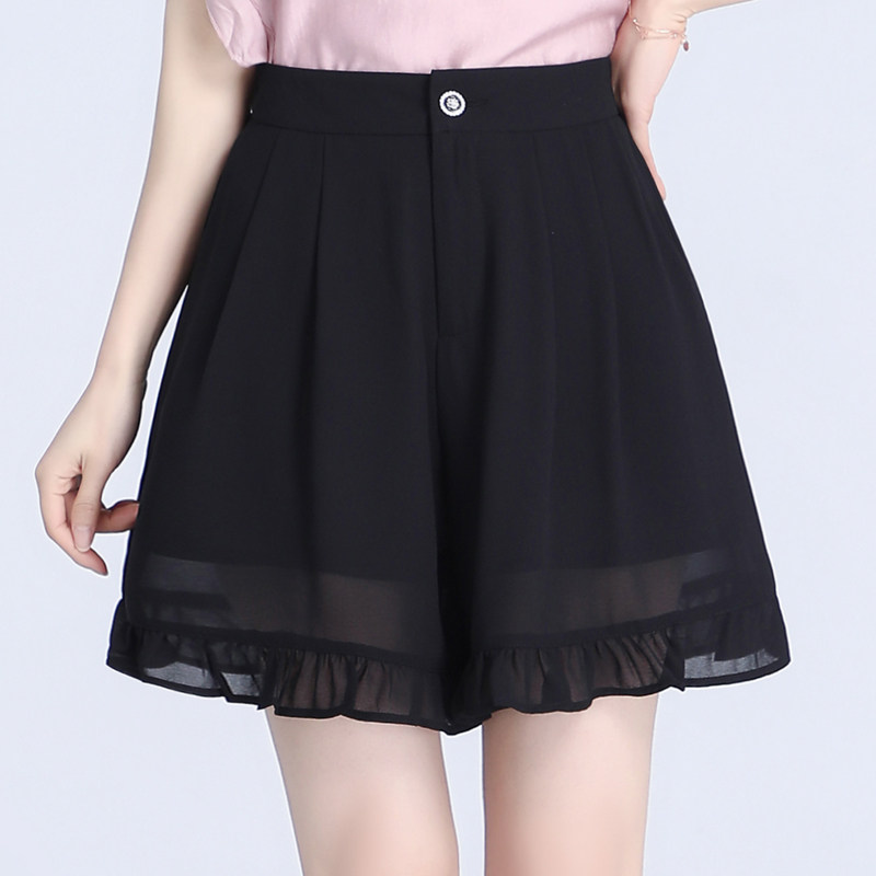 2023新款高腰宽松阔腿短裤女夏外穿显瘦雪纺裙裤垂感花色裤裙薄款