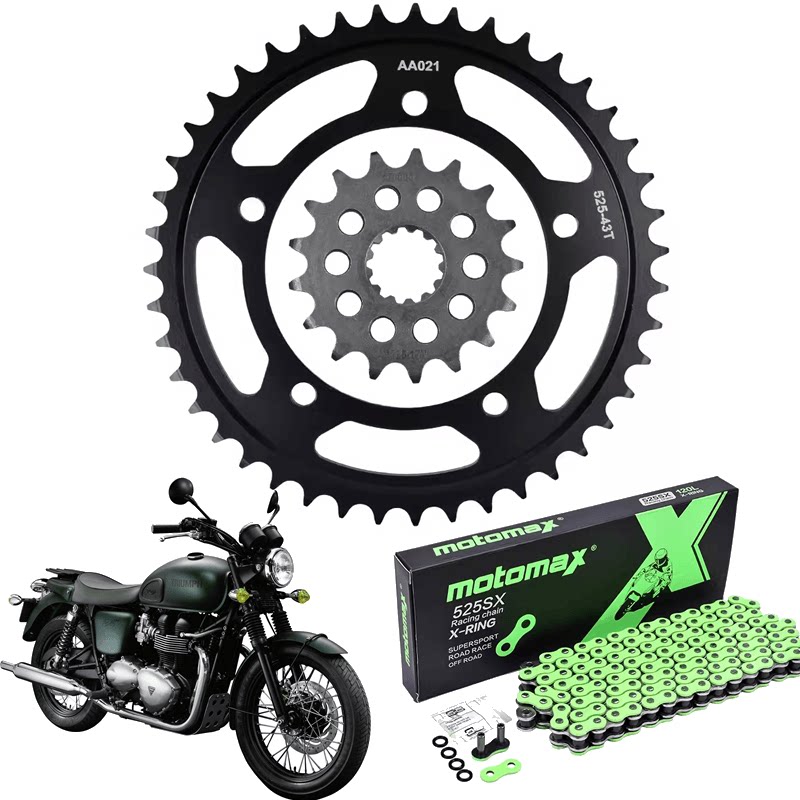 适用凯旋T100 Bonneville800 02-06年链轮525套链条链盘大小齿轮