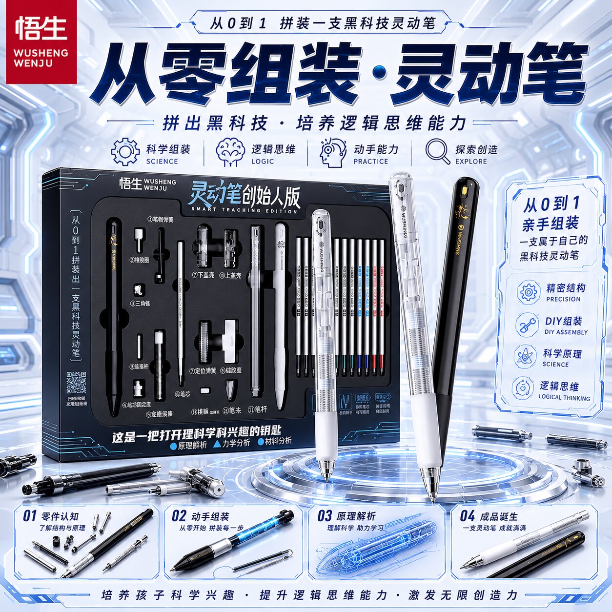悟生黑科技重力感应防摔中性笔图片