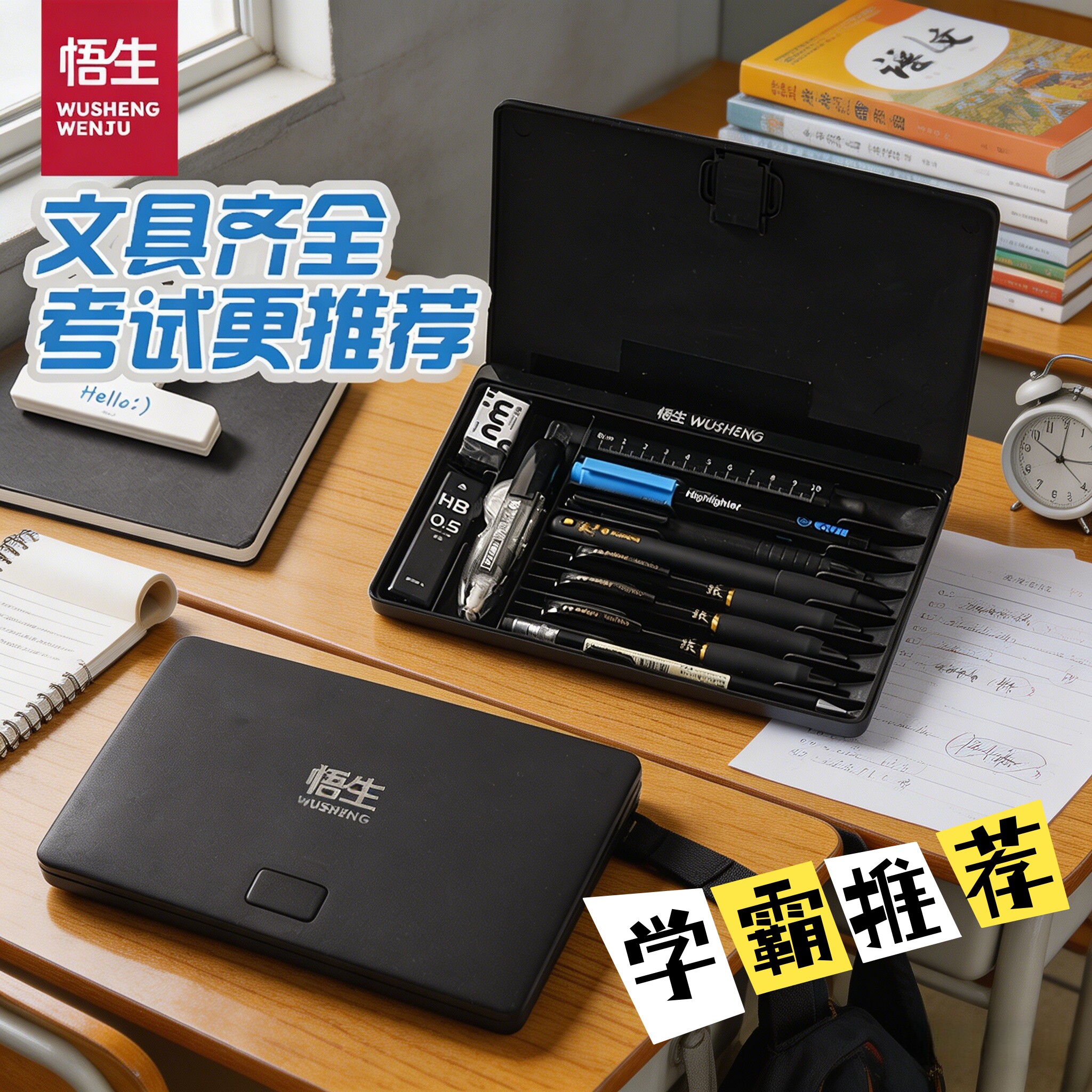 悟生学霸多功能大容量文具盒