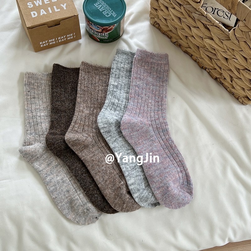 日系杂色中筒女袜堆堆袜