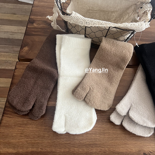 秋冬季纯色加厚保暖澳绒分趾袜tabi二趾袜简约基础款简约时髦女袜