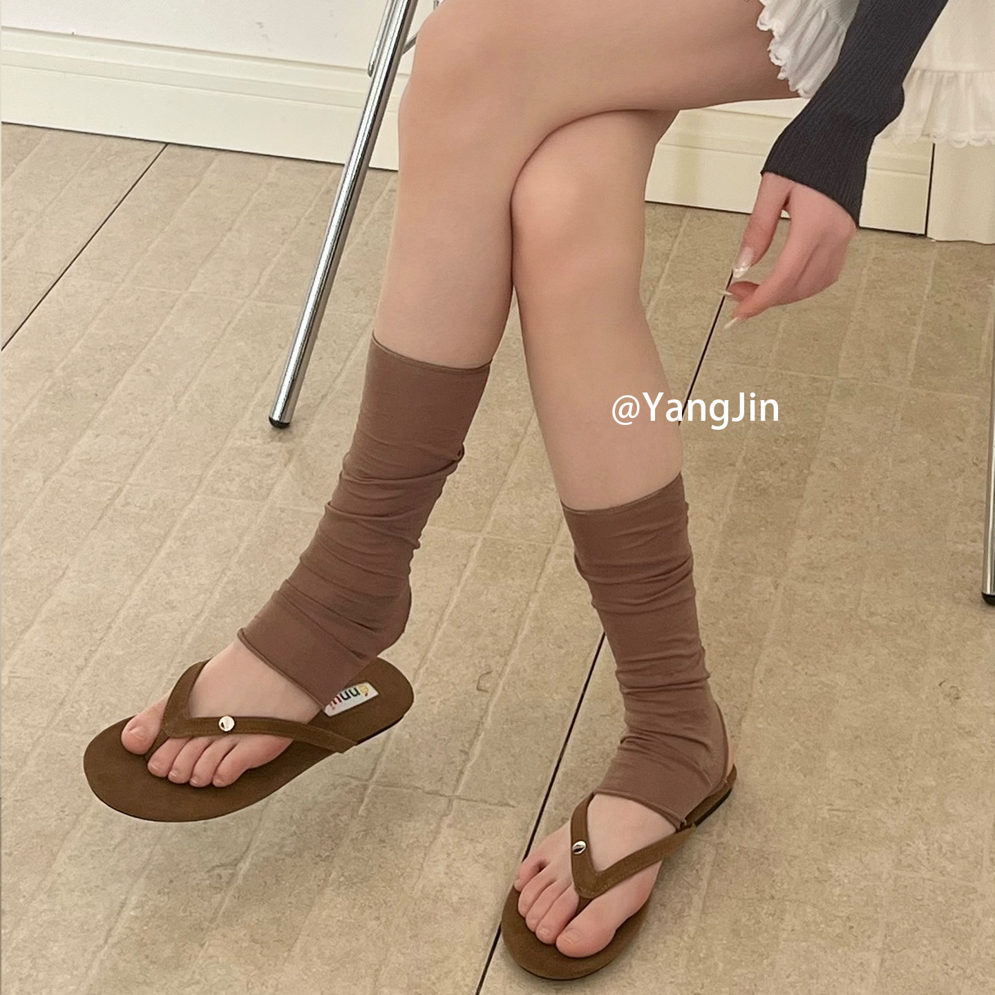 春夏季薄款冰丝莱赛尔踩脚袜套简约韩风ins款纯色堆堆袜半掌腿套