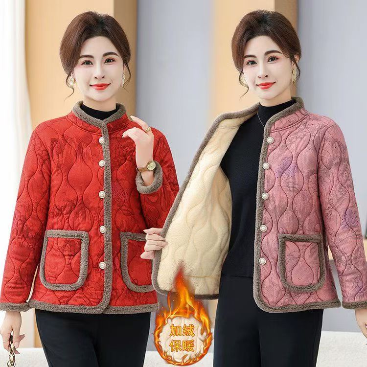 中老年女装加绒保暖棉服