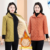 棉服 妈妈装 加绒保暖小棉袄中老年女短款 中袖 保暖翻领七分袖 秋冬季