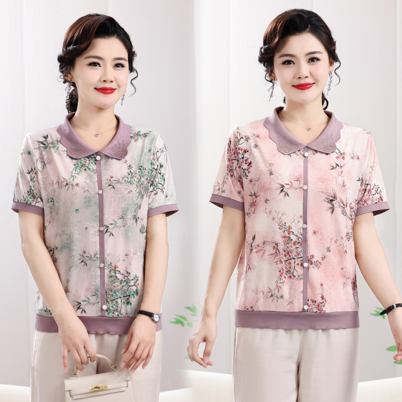 新款妈妈宽松上衣洋气夏季T恤