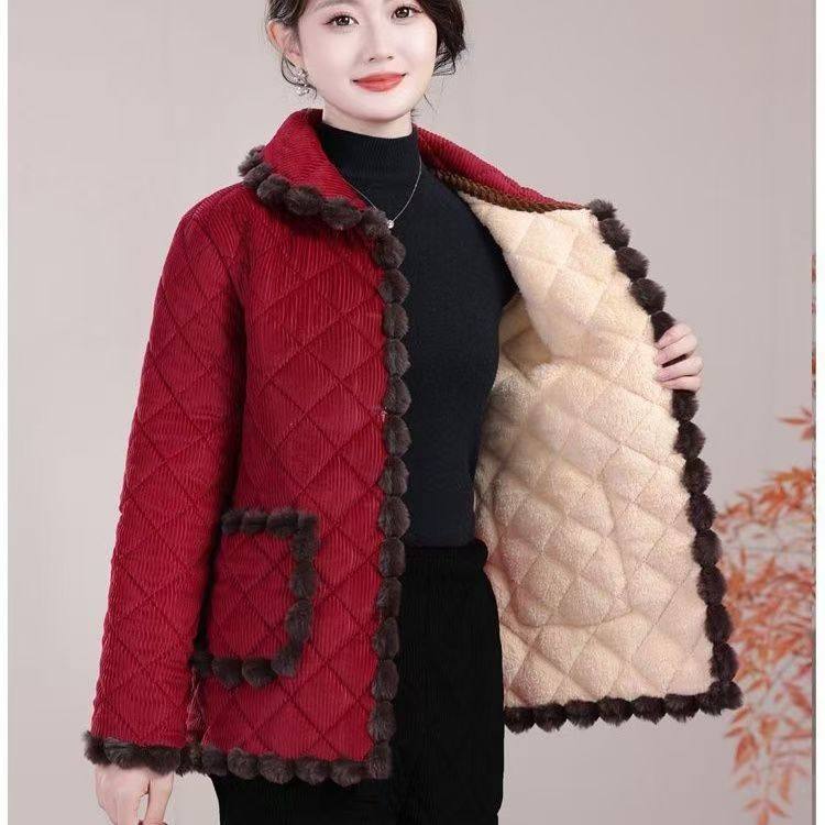 妈妈秋冬加绒加厚外套2025新款中老年人女冬装奶奶小棉袄短款棉衣,女装/女士精品,中老年女装,淘宝优惠券,粉丝福利购,淘宝优惠卷