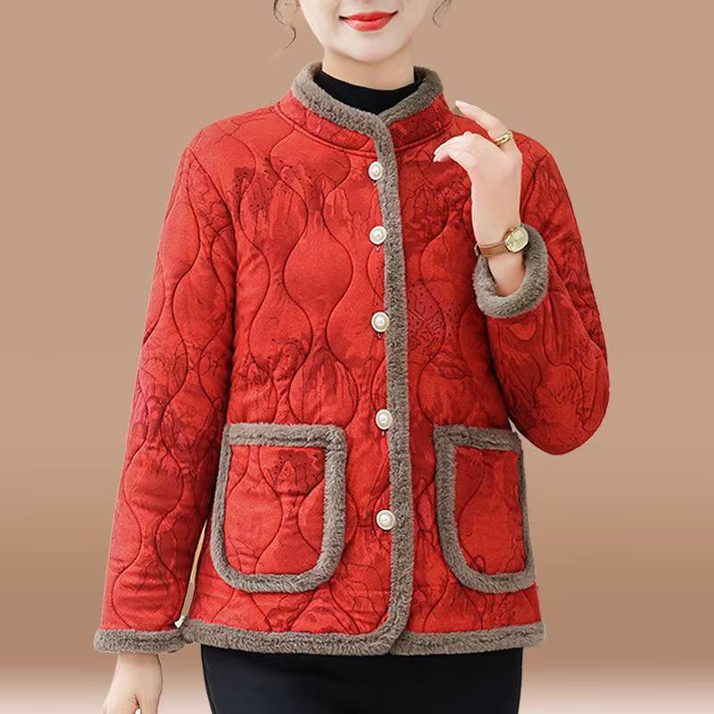 妈妈花色小棉衣洋气时尚短款棉袄