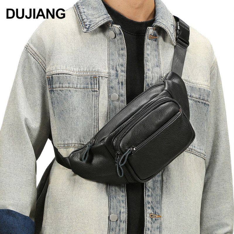 头层牛皮真皮腰包户外休闲运动胸包手机包高级感黑色多功能斜挎包,箱包皮具/热销女包/男包,男士包袋,淘宝优惠券,粉丝福利购,淘宝优惠卷