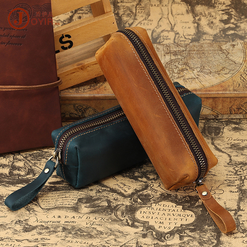 拉链真皮笔袋文具铅笔盒