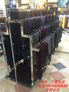 男装店裤子货架多层服装店不锈钢中岛裤架展示架双面裤台西裤架子