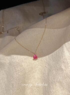 粉红色爱心吊坠项链女配饰颈链