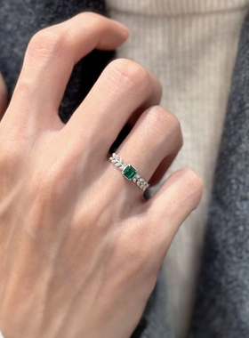 麦穗绿色方形戒指2026新款指环