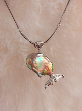 仿珍珠鱼形项链女款2026新款颈链