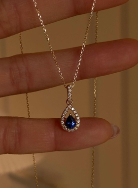 镂空蓝色水滴项链女配饰时尚百搭