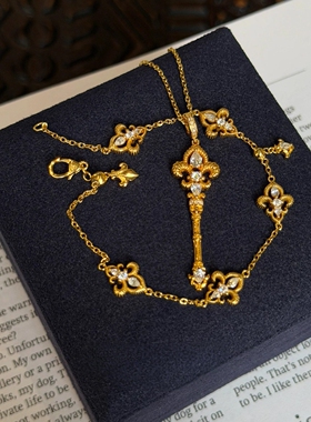 金色权杖鸢尾花项链手链女