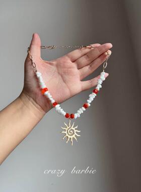 金色太阳吊坠项链女配饰百搭颈链