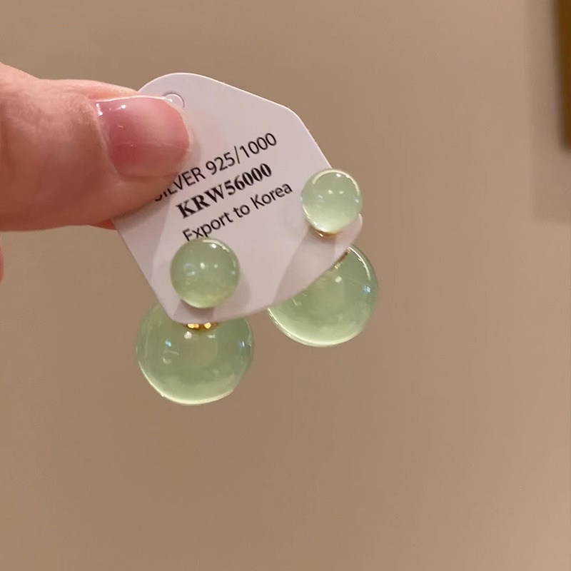 森系小清新绿果冻圆球耳钉女轻奢小众设计高级感耳环纯银耳饰春夏,饰品/流行首饰/时尚饰品新,耳钉,淘宝优惠券,粉丝福利购,淘宝优惠卷