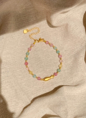 多巴胺彩虹小金鱼手串女