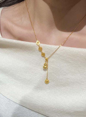 金色福牌葫芦项链女气质时尚