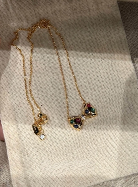 彩色蝴蝶结项链时尚精致百搭颈链