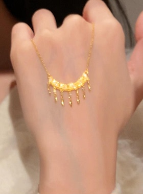 金色弯月流苏项链女吊坠