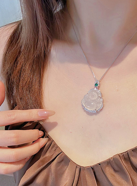 白玛瑙佛公吊坠轻奢高级感项链