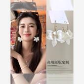 法式 白栀茉莉花朵耳环女2025新款 高级感轻奢小众气质耳钉百搭耳饰